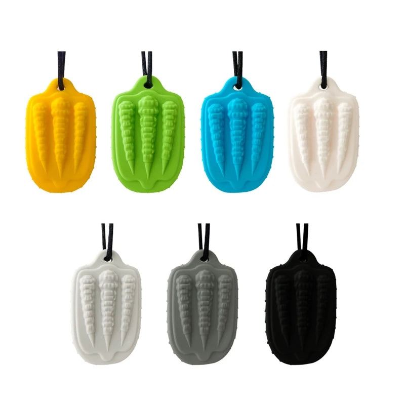 Baby Silicone Teether Kids Chew Necklace Sensory Chewy Pendant Teething Toys for Autism ADHD Special Needs