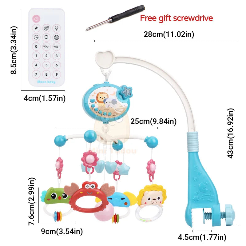 Baby Crib Mobile Rattle Toy For 0-12 Months Infant Rotating Musical Projector Night Light Bed Bell Educational For Newborn Gift