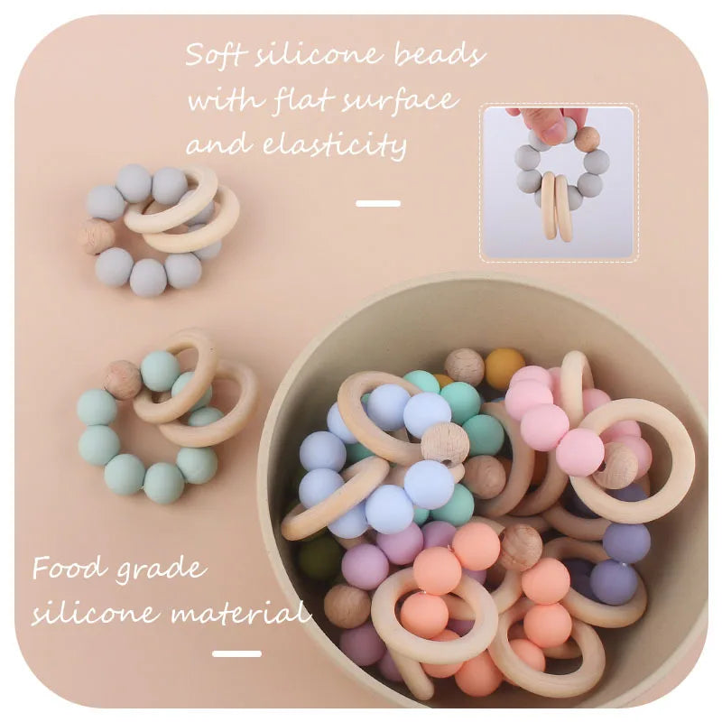 Teethers for Baby Teething Toy Silicone Bead Chew Newborn Bath Bébé Accessories Mordedores De Silicona Para Silicone toys