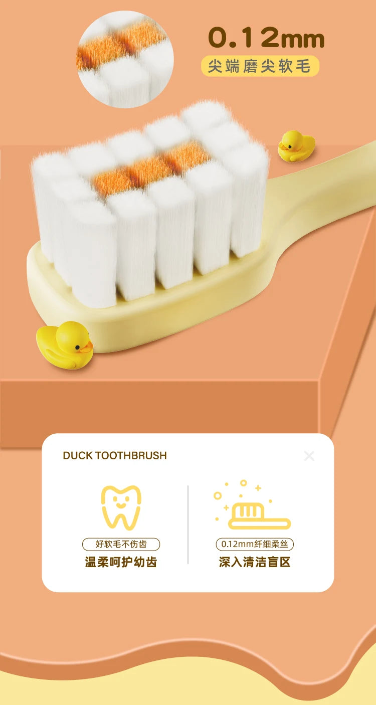 2/4/6/8pcs Cute Duck Children Toothbrushes 0.12mm High-Density Soft-Bristled Tooth Brush Non-Slip Tothbrush For Kids Aged 3-12