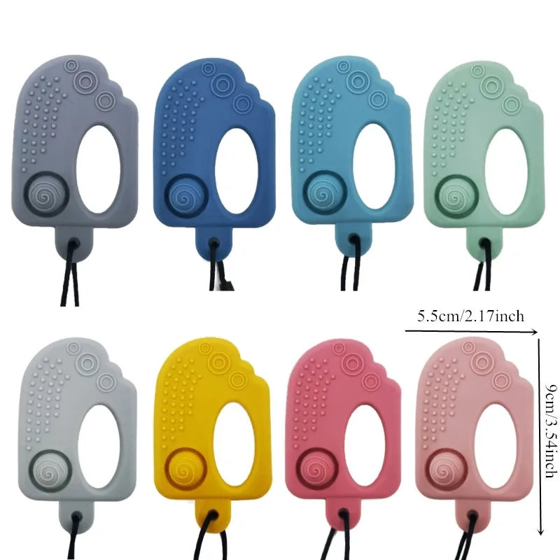 Baby Silicone Teether Kids Chew Necklace Sensory Chewy Pendant Teething Toys for Autism ADHD Special Needs