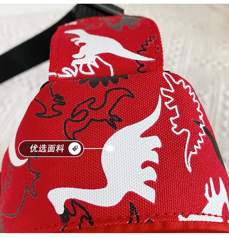 Kids Waist Bags Cartoon Dinosaur Print Outdoor Travel High Capacity Crossbody Zipper Bag Girl Boy Gift Children Chest Pouch Pack