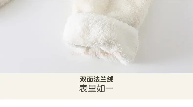 Sanrioed Plush Anime Cinnamoroll Winter Flannel Kids Rompers Girl Boy Toddler Jumpsuit Infant Clothes Pyjamas Kid Overalls Gift