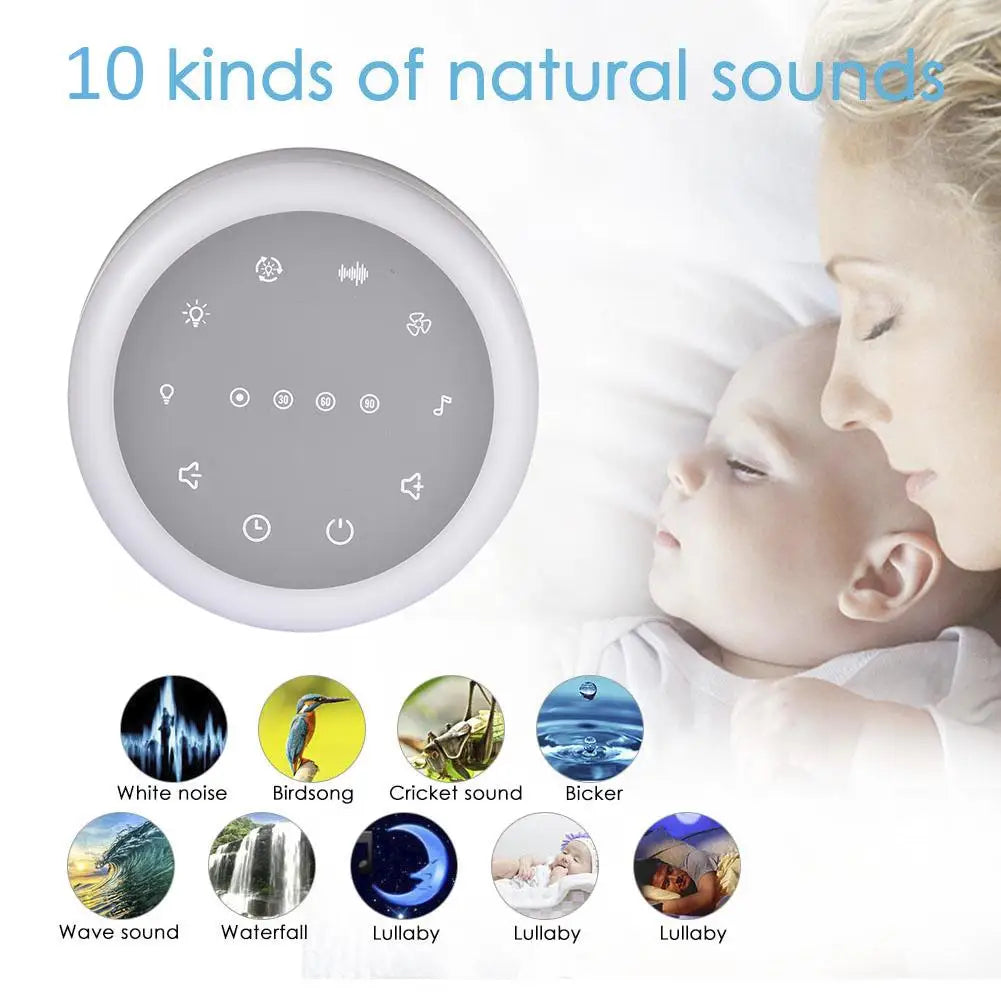 Hot Sale Physical Therapy Equipments Portable Sleep Fan Sound Machine White Noise Machine with RGB Night Light For Baby