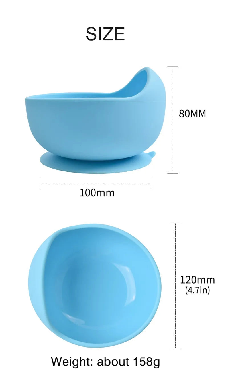 Personalized name Food Grade Baby Feeding Set with Spoon, fork,Silicone Suction Bowls and bib BPA Free - First Stage Self Feed