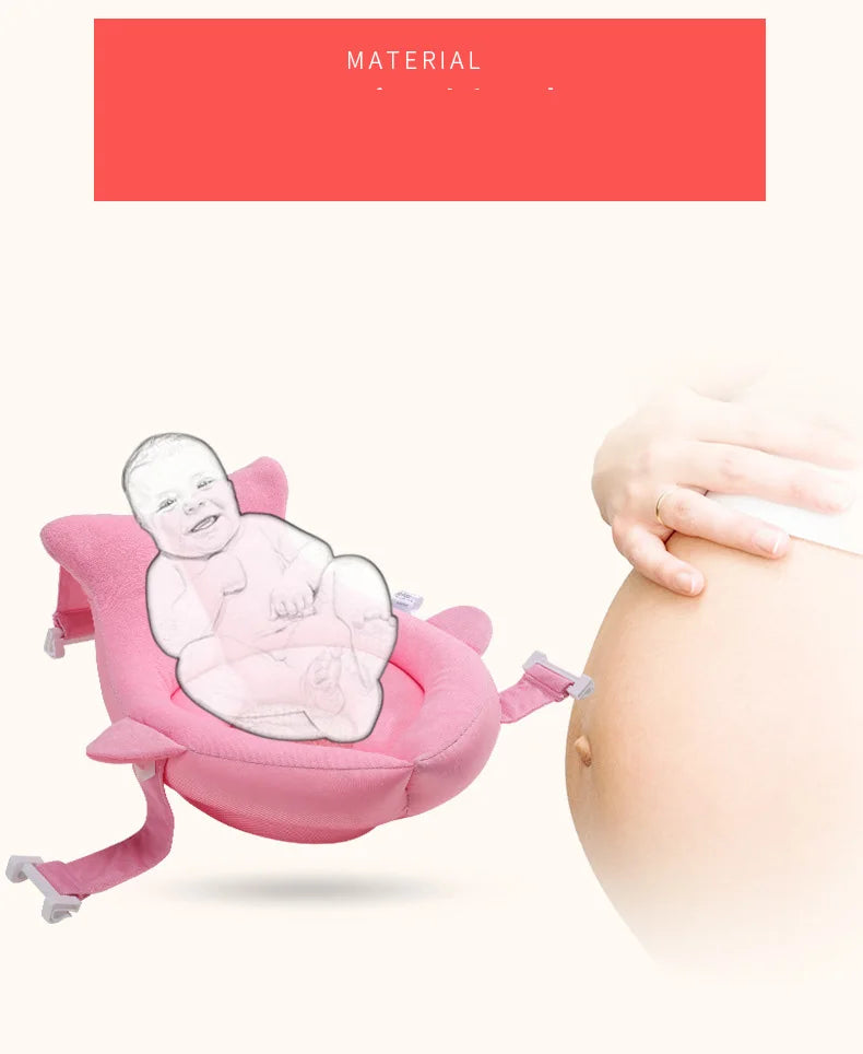 Baby Bath Seat Support Mat Foldable Baby Bath Tub Pad Chair Newborn Bathtub Pillow Infant Anti-Slip Soft Comfort Body Cushion