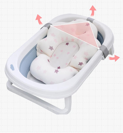 Baby Bath Seat Support Mat Foldable Baby Bath Tub Pad Chair Newborn Bathtub Pillow Infant Anti-Slip Soft Comfort Body Cushion