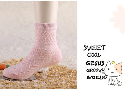 5 Pairs/Lot Children Soft Cotton Socks Boy Girl Baby Ultrathin Fashion Breathable Solid Mesh For Spring Summer 1-8T Teens Kids