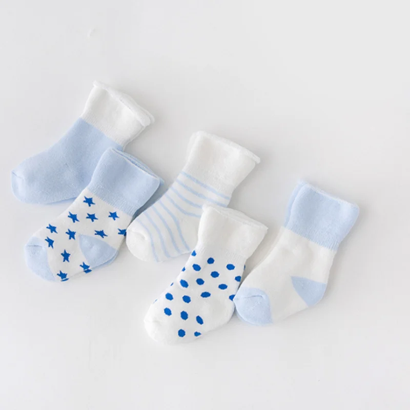 5Pair/lot New boy and girl  baby socks thick newborn autumn and winter warm foot sock