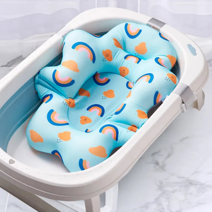 Baby Bath Seat Support Mat Foldable Baby Bath Tub Pad Chair Newborn Bathtub Pillow Infant Anti-Slip Soft Comfort Body Cushion