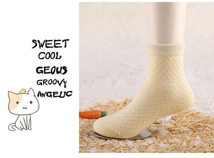 5 Pairs/Lot Children Soft Cotton Socks Boy Girl Baby Ultrathin Fashion Breathable Solid Mesh For Spring Summer 1-8T Teens Kids