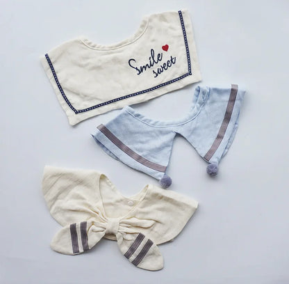 3Pcs Summer Thin Cotton Gauze Bib Round Petal Infant Baby Bib Absorbent Four-layer Gauze Drooling Saliva Towel Baby Supplies
