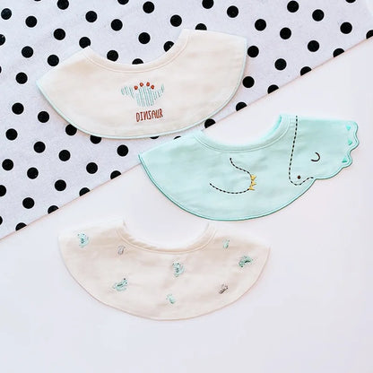 3Pcs Summer Thin Cotton Gauze Bib Round Petal Infant Baby Bib Absorbent Four-layer Gauze Drooling Saliva Towel Baby Supplies