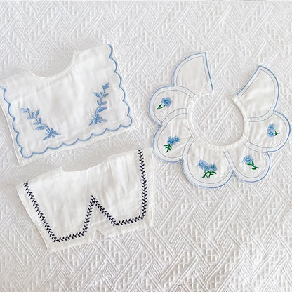3Pcs Summer Thin Cotton Gauze Bib Round Petal Infant Baby Bib Absorbent Four-layer Gauze Drooling Saliva Towel Baby Supplies