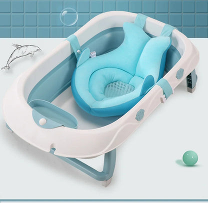 Baby Bath Seat Support Mat Foldable Baby Bath Tub Pad Chair Newborn Bathtub Pillow Infant Anti-Slip Soft Comfort Body Cushion