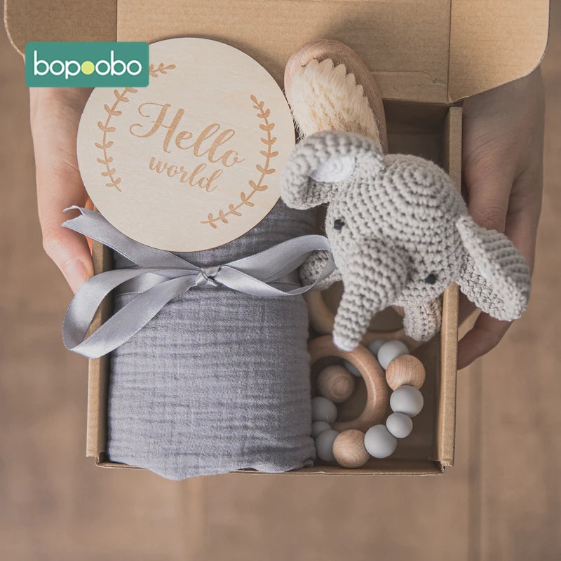 Baby drool Towel Toy Set Milestone Cards Accessories Photography Props Monthly Growth Commemoration Babies Photos Birth Gift Set