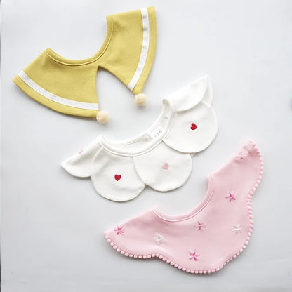 3Pcs Summer Thin Cotton Gauze Bib Round Petal Infant Baby Bib Absorbent Four-layer Gauze Drooling Saliva Towel Baby Supplies