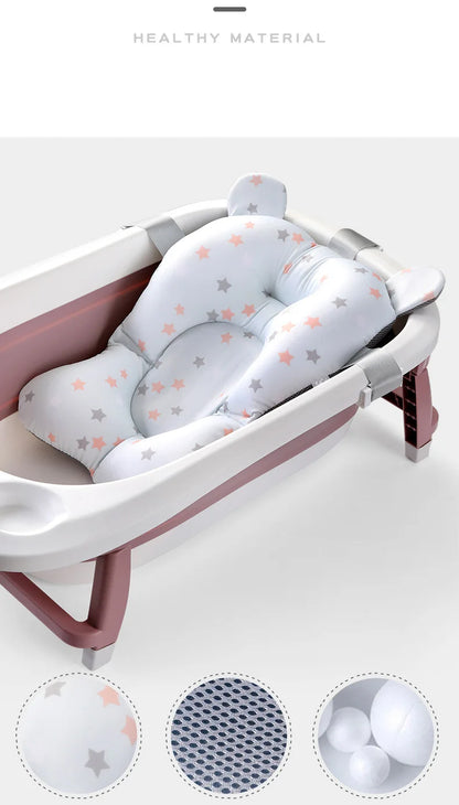 Baby Bath Seat Support Mat Foldable Baby Bath Tub Pad Chair Newborn Bathtub Pillow Infant Anti-Slip Soft Comfort Body Cushion