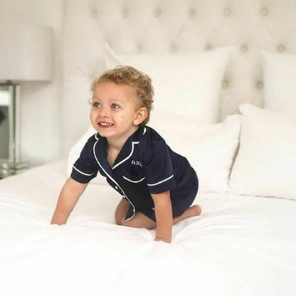 Pudcoco US Stock 1-6T Kids Baby Boys Girls Silk Pajamas Sleepwear Outfit Short Sleeve Solid Shirt + Pants Nightwear Set
