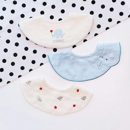 3Pcs Summer Thin Cotton Gauze Bib Round Petal Infant Baby Bib Absorbent Four-layer Gauze Drooling Saliva Towel Baby Supplies