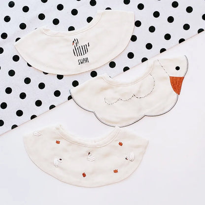 3Pcs Summer Thin Cotton Gauze Bib Round Petal Infant Baby Bib Absorbent Four-layer Gauze Drooling Saliva Towel Baby Supplies