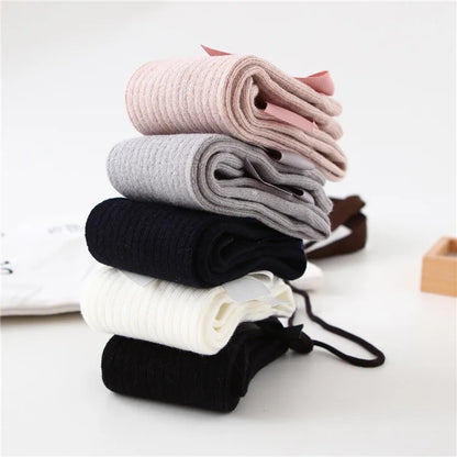 Solid Children Socks With Bows Cotton Baby Girls Socks Soft Toddlers Long Socks For Kids Princess Knee High Socks for Girls 2024