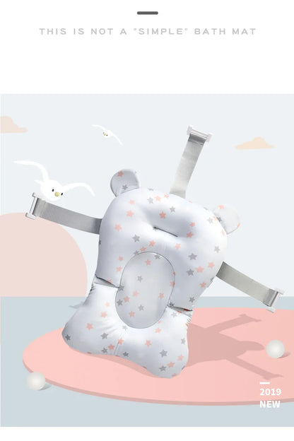 Baby Bath Seat Support Mat Foldable Baby Bath Tub Pad Chair Newborn Bathtub Pillow Infant Anti-Slip Soft Comfort Body Cushion