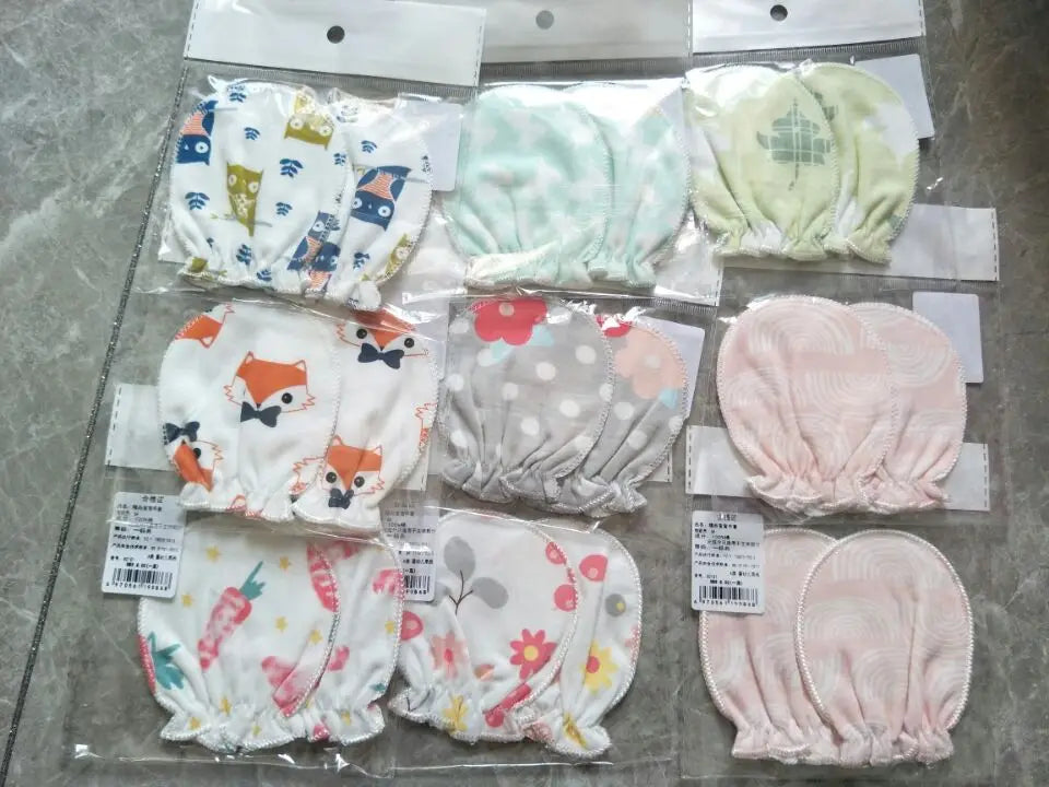 5 pairs/lot Newborn Baby Mittens Cotton Cartoon Soft Boys Girls Resuable Gloves 0-3M Baby Girl Boy Head Mittens