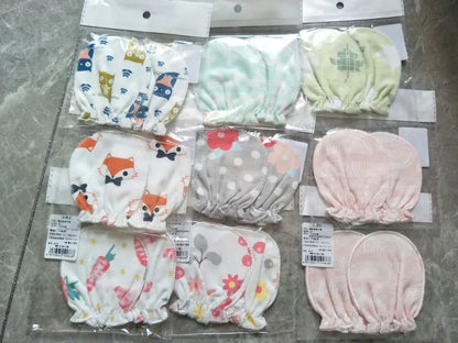 5 pairs/lot Newborn Baby Mittens Cotton Cartoon Soft Boys Girls Resuable Gloves 0-3M Baby Girl Boy Head Mittens