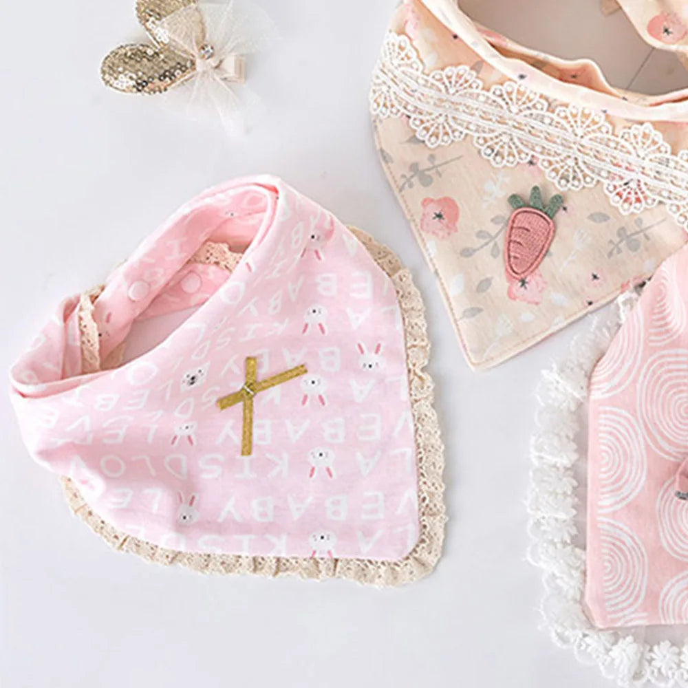 3pcs/lot Special Baby Bibs Boy Girl Bandana Cotton Absorb Bib Burp Cloth Triangle Baby Scarf Burp Newborn Princess Accessories