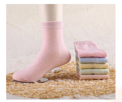 5 Pairs/Lot Children Soft Cotton Socks Boy Girl Baby Ultrathin Fashion Breathable Solid Mesh For Spring Summer 1-8T Teens Kids