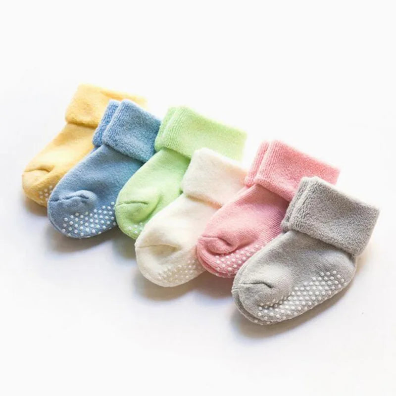 2Pair New autumn and winter thick baby toddler socks cotton non-slip baby floor foot socks