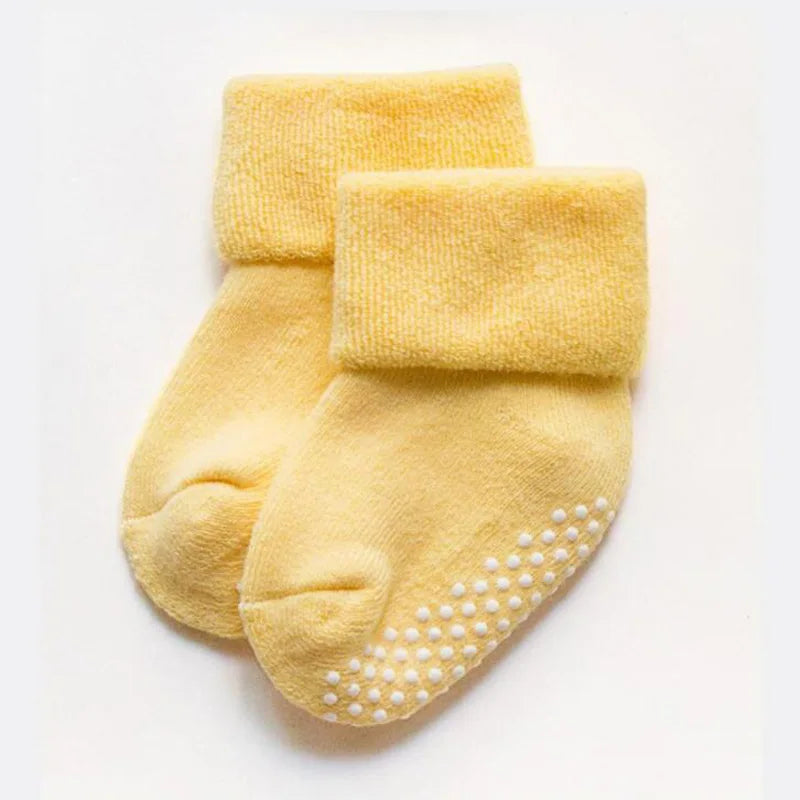 2Pair New autumn and winter thick baby toddler socks cotton non-slip baby floor foot socks