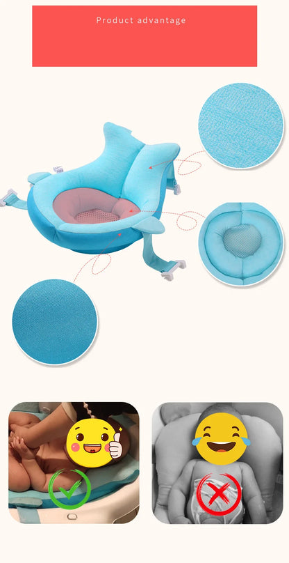 Baby Bath Seat Support Mat Foldable Baby Bath Tub Pad Chair Newborn Bathtub Pillow Infant Anti-Slip Soft Comfort Body Cushion