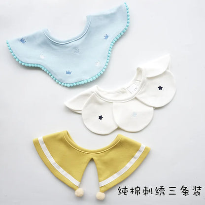 3Pcs Summer Thin Cotton Gauze Bib Round Petal Infant Baby Bib Absorbent Four-layer Gauze Drooling Saliva Towel Baby Supplies