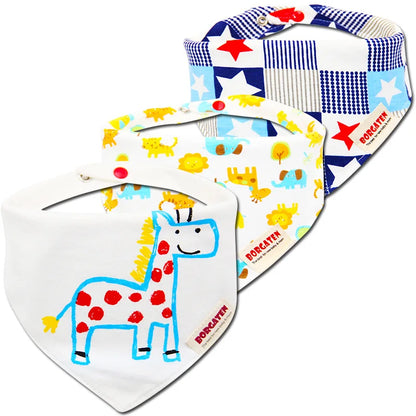 3pcs Organic Cotton Baby Scarf Muslin Burp Cloth Bandana Bibs Newborn Baby Boy Infant Girl Toddler Winter Scarf Waterproof Bib
