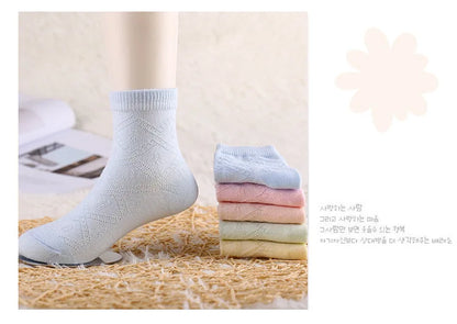 5 Pairs/Lot Children Soft Cotton Socks Boy Girl Baby Ultrathin Fashion Breathable Solid Mesh For Spring Summer 1-8T Teens Kids