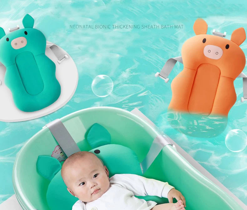 Baby Bath Seat Support Mat Foldable Baby Bath Tub Pad Chair Newborn Bathtub Pillow Infant Anti-Slip Soft Comfort Body Cushion