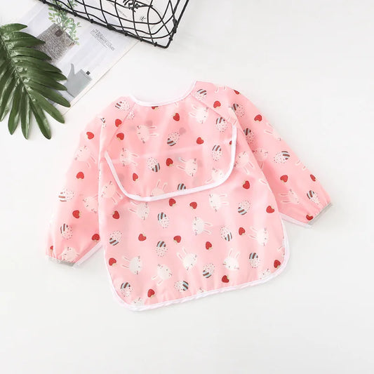 Baby Waterproof Bibs Long Sleeve Pocket Infant Cute Colorful Cartoon Printing Feeding Burp Cloths Baby Eating Accessories