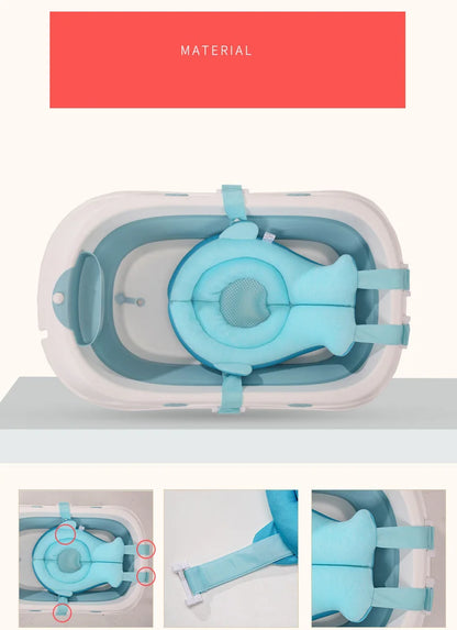 Baby Bath Seat Support Mat Foldable Baby Bath Tub Pad Chair Newborn Bathtub Pillow Infant Anti-Slip Soft Comfort Body Cushion