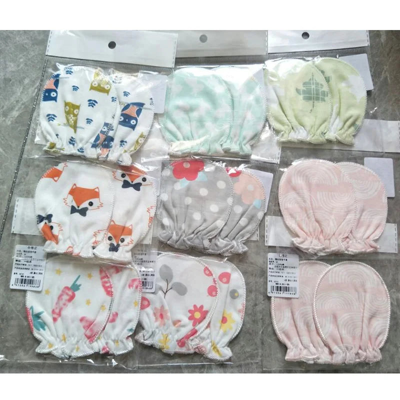5 pairs/lot Newborn Baby Mittens Cotton Cartoon Soft Boys Girls Resuable Gloves 0-3M Baby Girl Boy Head Mittens