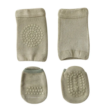 Baby Knee Pads Socks Set for Girls Boys Summer Solid Color Anti Slip Socks Kid Crawling Safety Floor Sock Leg Knee Protector