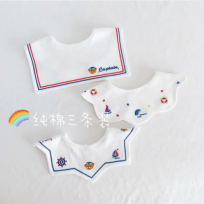 3Pcs Summer Thin Cotton Gauze Bib Round Petal Infant Baby Bib Absorbent Four-layer Gauze Drooling Saliva Towel Baby Supplies