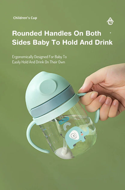 250ml Baby Feeding Cup with Straw Children Learn Feeding Drinking Bottle Animal Design Kids Training Cup with Straw BPA Free