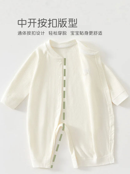 AYNIGIELL Baby Jumpsuit Spring and Autumn Sleepwear Pure Cotton Newborn Clothes 0-18 Months Newborn Boys and Girls Jumpsuit