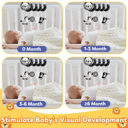 Car Seat Toys for Babies Rattle Mirror Crinkle Squeaky Carseat Stroller Toys 0-6 Months Developmental Newborn Baby Girl Gifts
