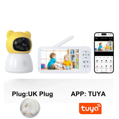 TUYA 5 Inch Video Baby Monitor with Camera PTZ Zoom 3MP Babyphone Cam Security Protection Surveillance Cam Temperature Sensor