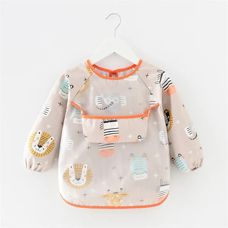 Newborn Baby Bibs Blouse Waterproof Long-sleeved Reverse Dressing Infant Eating Clothes Apron Bib Protective Clothing 0-2Years
