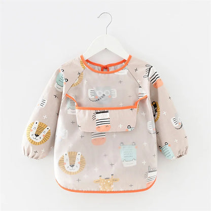 Newborn Baby Bibs Blouse Waterproof Long-sleeved Reverse Dressing Infant Eating Clothes Apron Bib Protective Clothing 0-2Years