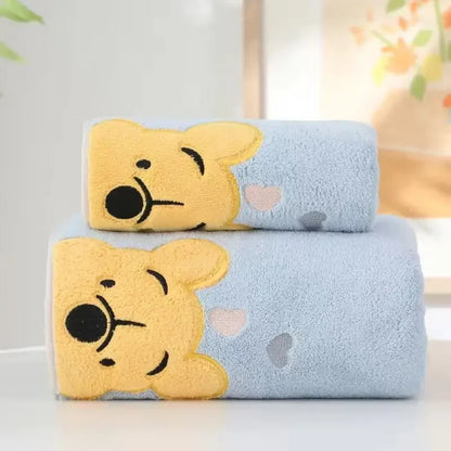 35x75cm/70x140cm Winnie Bear Towel Bath Towel Soft and Absorbent Coral Velvet Towel Home Wash Towel Children's Cartoon Bath Towe